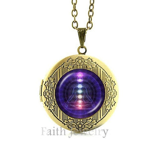 JWEIJIAO Maxi Yoga Necklace Collier Long Chains Statement Locket Pendant Necklace Mandala Hinduism 7 Chakras Choker N286