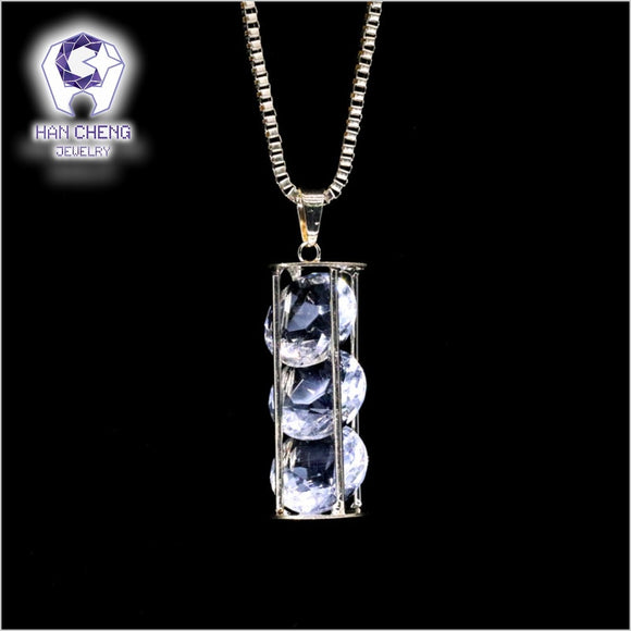 Fashion Hollow Cage Created Crystal Statement Necklace Women Long Plated Gold Chain Necklaces & Pendants Jewelry Collier