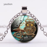 Europe punk cartoon owl time gem magic sticks key necklace mix 3 color collar collier bijouterie