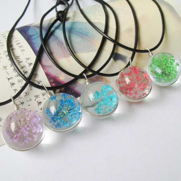 Fashion Necklaces Dandelion Crystal Necklace Glass Round Pendants Necklace Vintage Choker Necklace For Women Gift Collier Femme