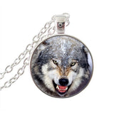 2017 Sale Collares Collier Necklace Wolf With Eye Pendant Statement Art Photo Glass Cabochon Necklaces Animal For Women HZ1